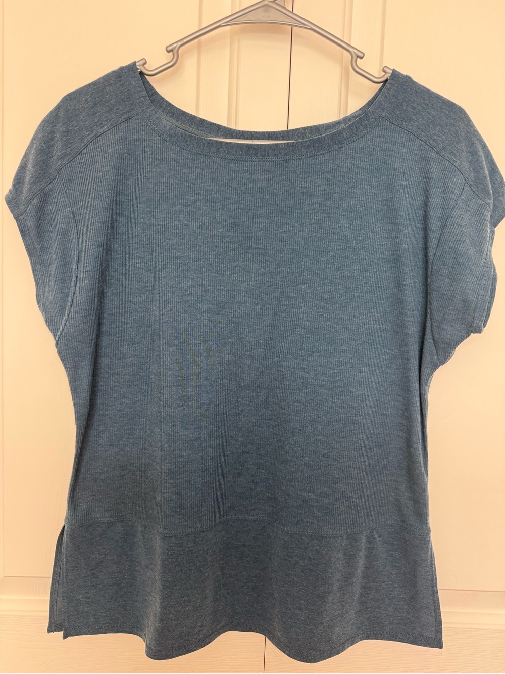 prAna Women’s Small Blue Ribbed Short Sleeve Relaxed Casual Top Shirt